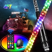 Nilight 1PC 4FT Spiral RGB Led Whip Light w/RGB Chasing/Dancing Light RF Remote Control Lighted Antenna Whips for Can-am ATV UTV RZR Polaris Dune Buggy 4 Wheeler Offroad Jeep Truck