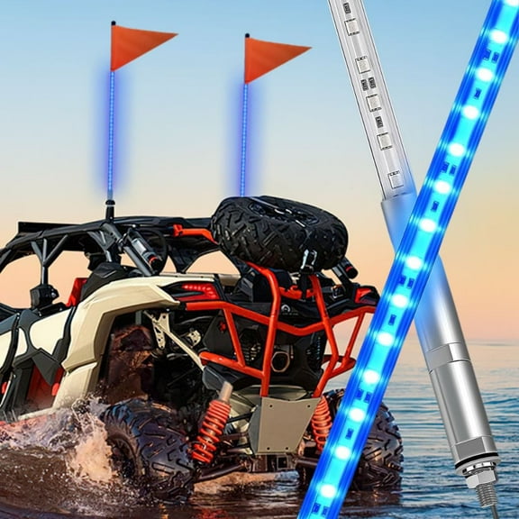 Nilight 1PCS 3FT LED Whip Light with Aluminum Base Blue Color Safety Warning Pole Lighted Antenna Whips for RZR Polaris Dune Buggy Off-Road Truck UTV ATV