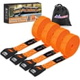 thumbnail image 1 of Nilight 1in x 12ft Heavy Duty Lashing Straps 4PCS Adjustable Cam Buckle Tie-Down Straps 1320LBS for Motorcycle Boat RV Cargo Trucks Trailer Luggage Orange&Black, 1 of 8