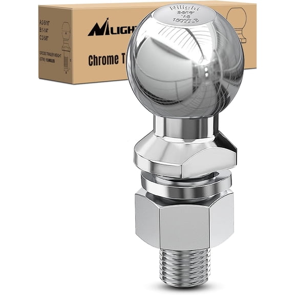 Nilight 2-5/16-Inch Diameter Chrome Trailer Hitch Ball, 15,000 lbs, 1-1/4 x 2-5/8-Inch Shank Universal Fit,Gray