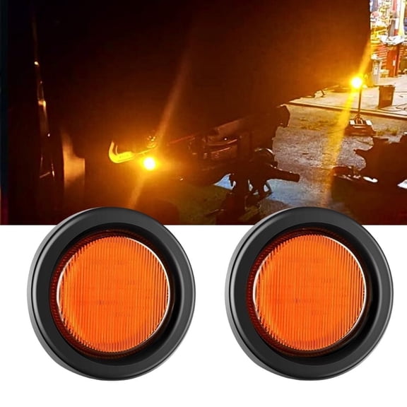 Nilight 2.5inch Round Marker Light 2Pcs Amber 13Led Marker Light Flush Mount with Plug Grommet Pigtail Hardwired DOT Compliant for 12V Truck Trailer Tractor Buses Van Boat
