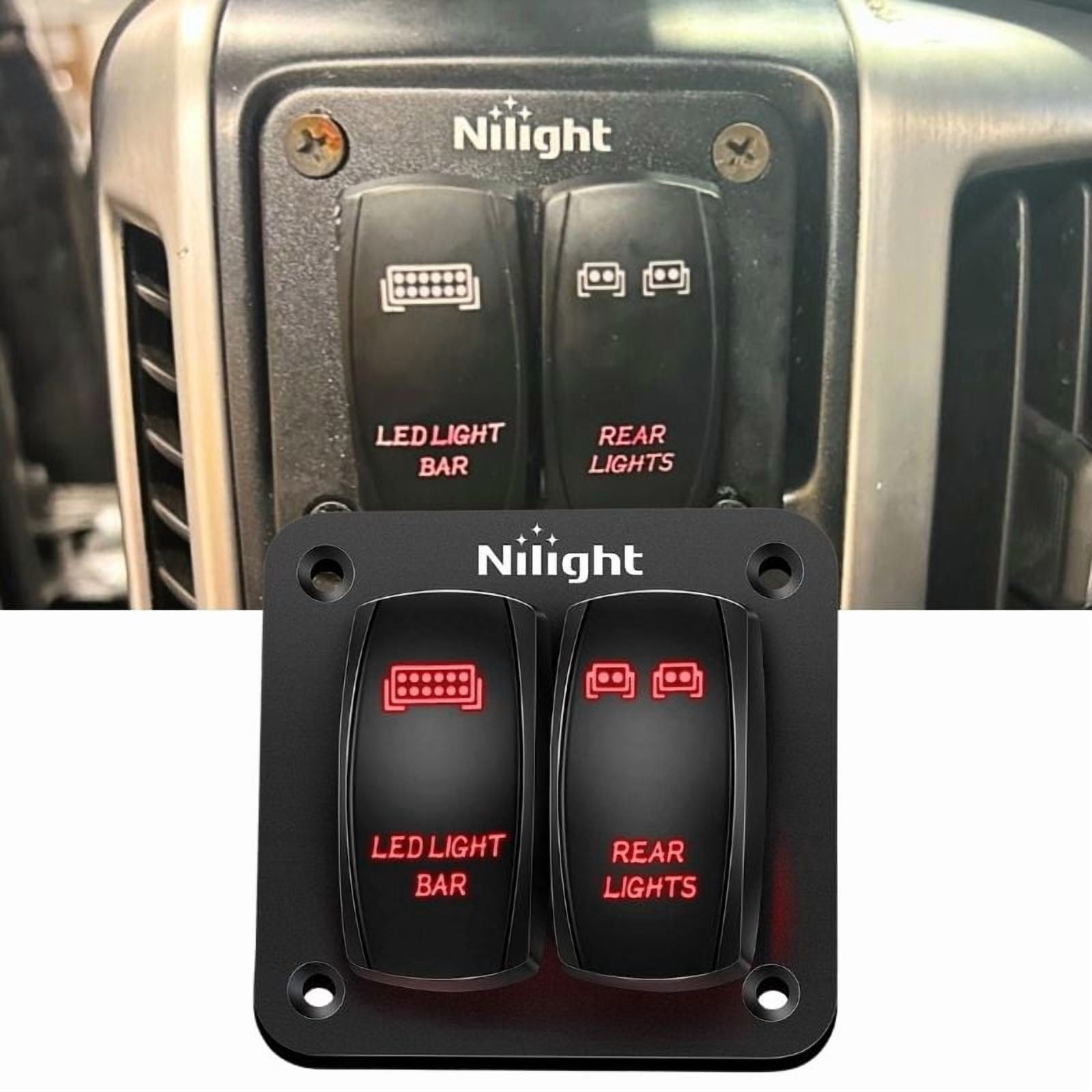 Nilight 2 Gang Rocker Switch Panel Led Light Bar Switch Rear Lights ...