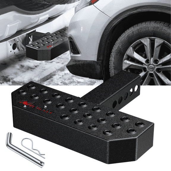 Nilight 2" Hitch Step with Receiver Pin, Rear Bumper Guard Protector, Textured Black Anti-Slip Surface, Heavy Duty Step Bar for Truck SUV Pickup