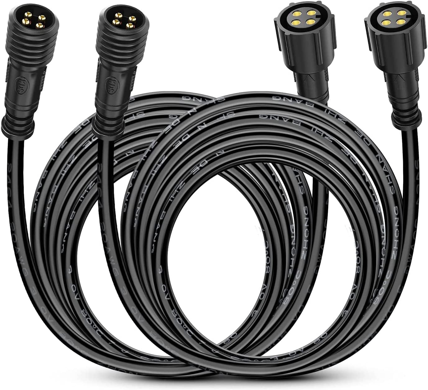 Nilight 2 Pack 10FT 4 Pin RGB Cable Cord for 4 and 8 Pods Multi Color Underglow Rock Light Kits Wheel Well Lights Extension Wire,2 Years Warranty