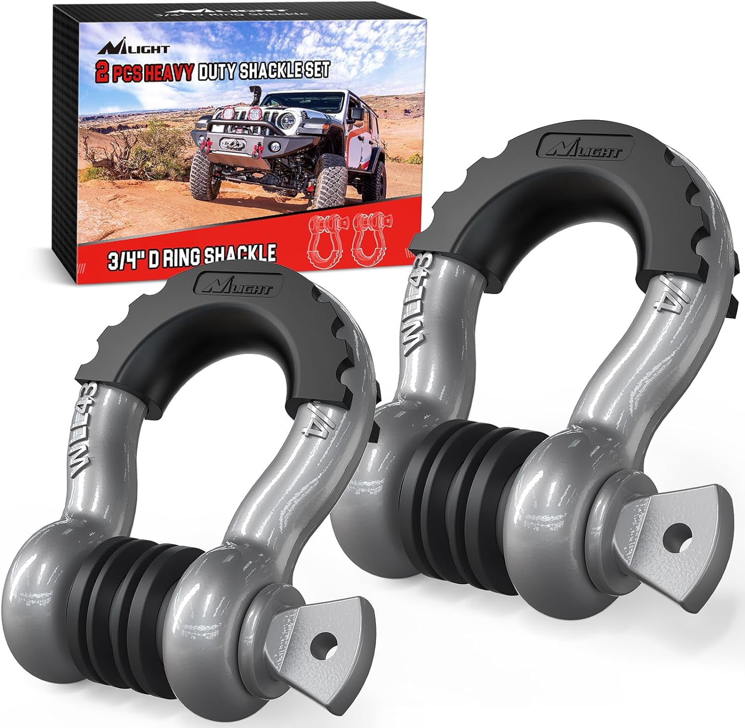 AUTMATCH Mega Shackle & Hitch Receiver Kit – 3/4" D-Ring Shackle, 2" Receiver With Lock, 68,000 Lbs Break Strength