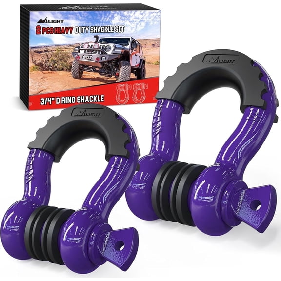 Nilight 2 Pack 3/4" D-Ring Shackle with 7/8" Screw Pin 41,887lbs Break Strength, Heavy Duty Off Road Recovery Shackle with Isolators Washers for Use with Tow Strap, Winch, Off-Road Jeep Truck Vehicle