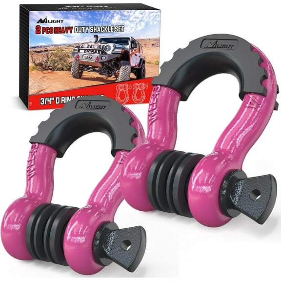 Nilight 2 Pack 3/4" D-Ring Shackle with 7/8" Screw Pin 41,887lbs Break Strength, Heavy Duty off Road Recovery Shackle with Isolators Washers for Use with Tow Strap, Winch, Off-Road Truck Vehicle