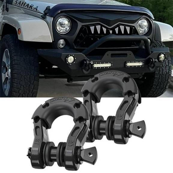 D-Ring Shackles 2Pcs 68,000lbs Break Strength Heavy Duty 3/4" Clevis Shackle with 7/8 Pin for Towing & Off-Road Use Tow Strap for Vehicle Recovery