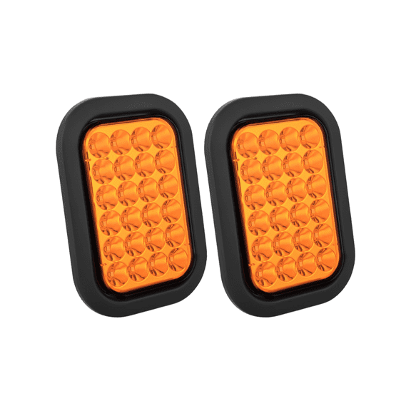 Nilight 2 Pack 5" x 3" Amber Rectangular Trailer Tail Light - 24 LED Turn Signal Lights with Flush Mount Grommets and Plugs, IP67 Waterproof for 12V Trucks ATVs UTVs Buses RVs Campers