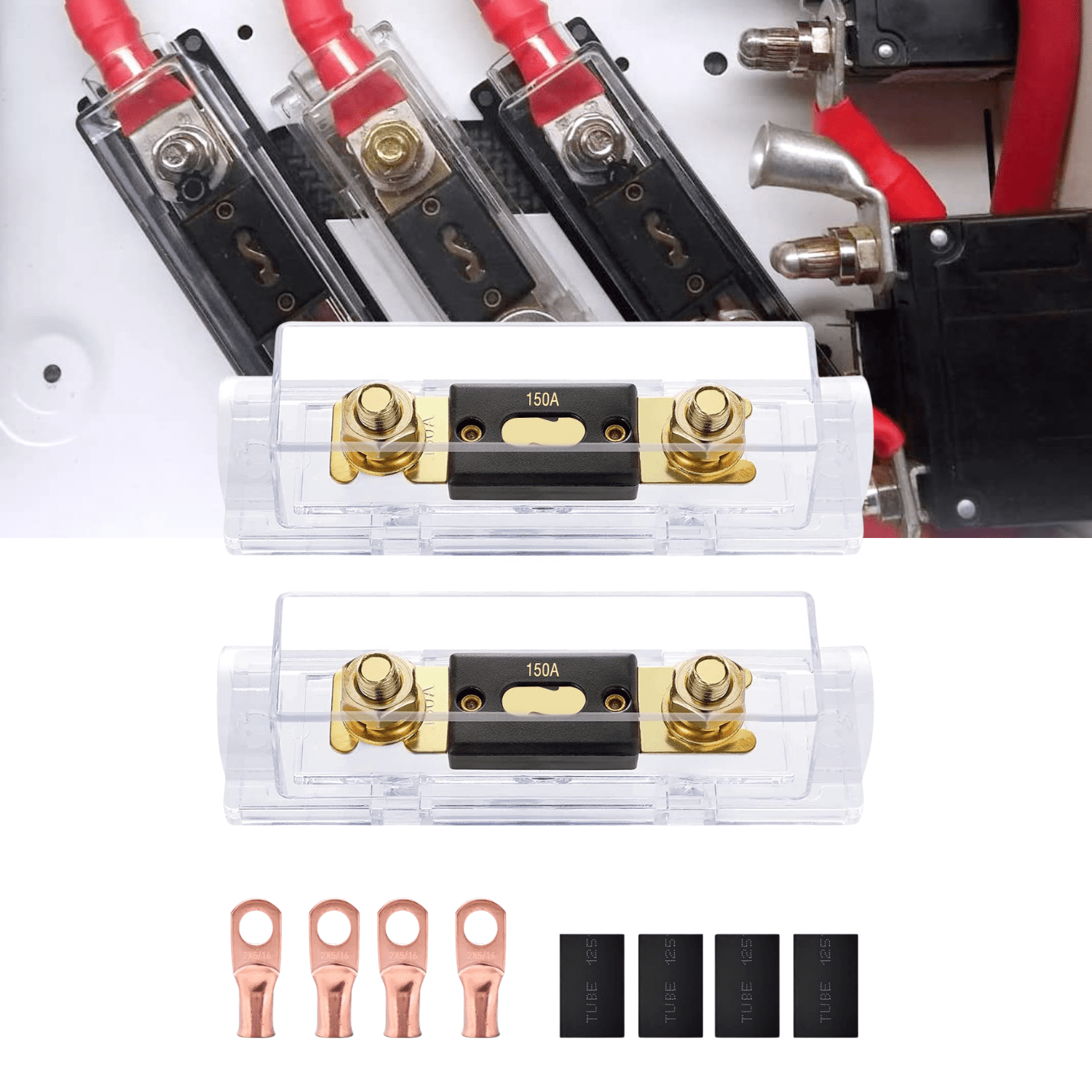 Waterproof In-Line Blade Fuse Holder – 12 AWG, With LED Indicator, For Automotive, Marine, And RV Applications (2-Pack)