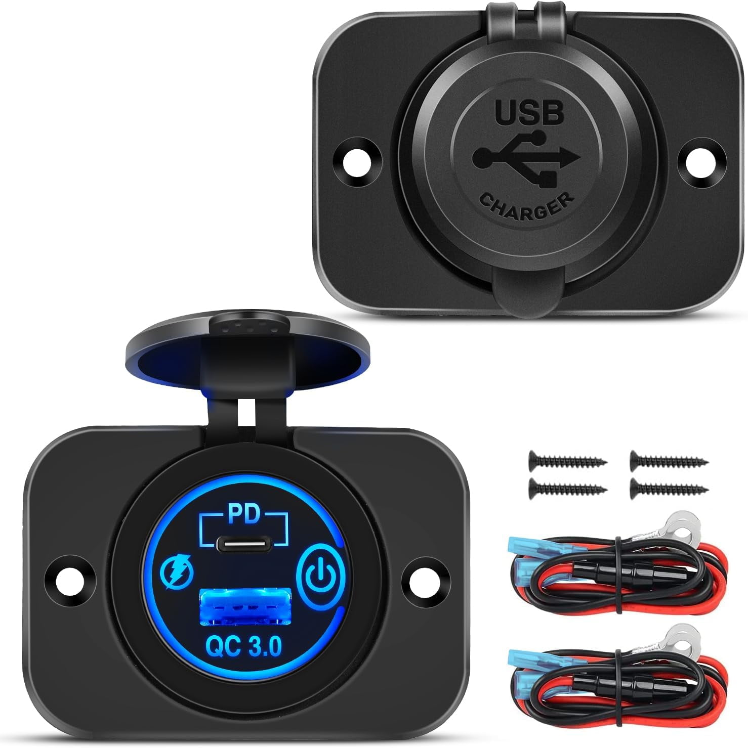 Nilight 2 Pack PD Type C and QC 3.0 USB Fast Outlet Panel with LED ON ...