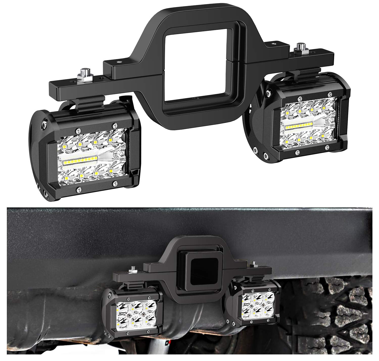Nilight 2 Pcs 4 STF9 Inch 60W Led Pods with 2 Inch Tow Hitch Mounting
