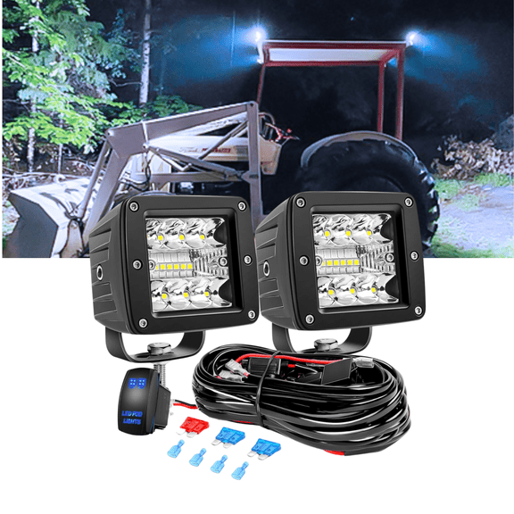 Nilight 2-Piece 3-Inch 42W LED Cube Light Set with Upgraded Spot/Flood Combo Beam, 12V/24V, 5-Pin Rocker Switch and 2-Lead Wiring Harness Kit