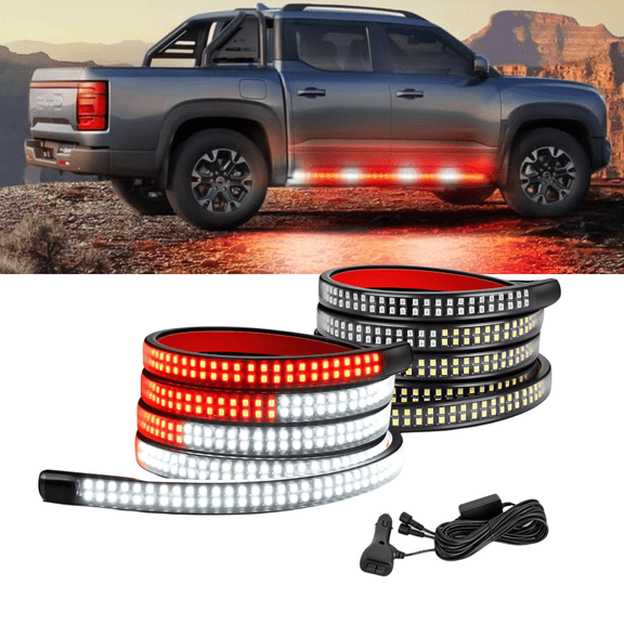 Nilight 2-Piece 70 Inch LED Strobe Light Strip Kit, 1125 LEDs Red/White Running Board Flashing Side Lights, Flexible Waterproof Safety Warning Lights for Trucks and Pickups