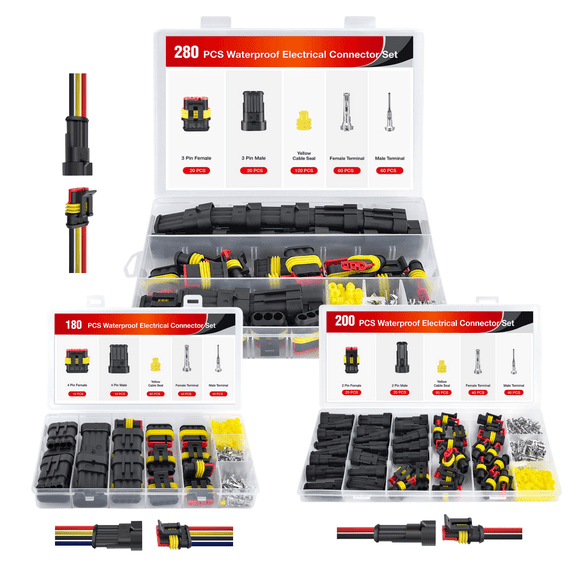 Nilight 2 Pin 3 Pin 4 Pin Waterproof Electrical Connector Kit, 660Pcs Automotive Wire Plug Set with Male Female Terminals, 2/3/4 Way Connector Assortment for Car Truck Motorcycle Marine Boat