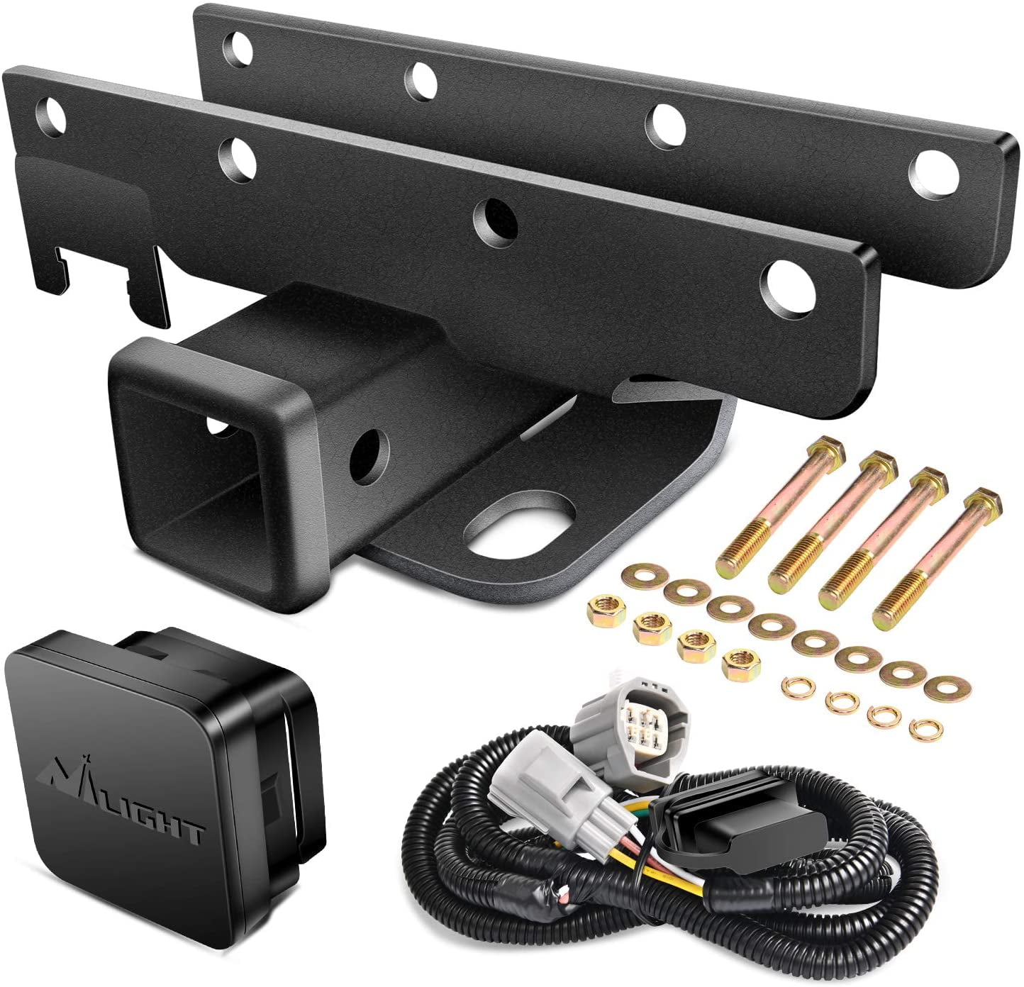 Nilight 2 inch Rear Bumper Tow Trailer Hitch Receiver Kit for