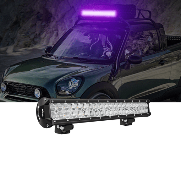 Nilight 20 Inch 126W LED Light Bar with Purple Spot Flood Combo Beam for Off Road Trucks UTV Pickup Van Boat Tractor Fishing Hunting Deck Work Lighting