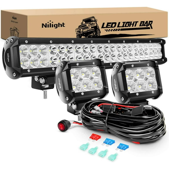 Nilight 20 Inch 126W LED Spot Flood Combo Light Bar fits ford Jeep Toyota GMC 3 Pack