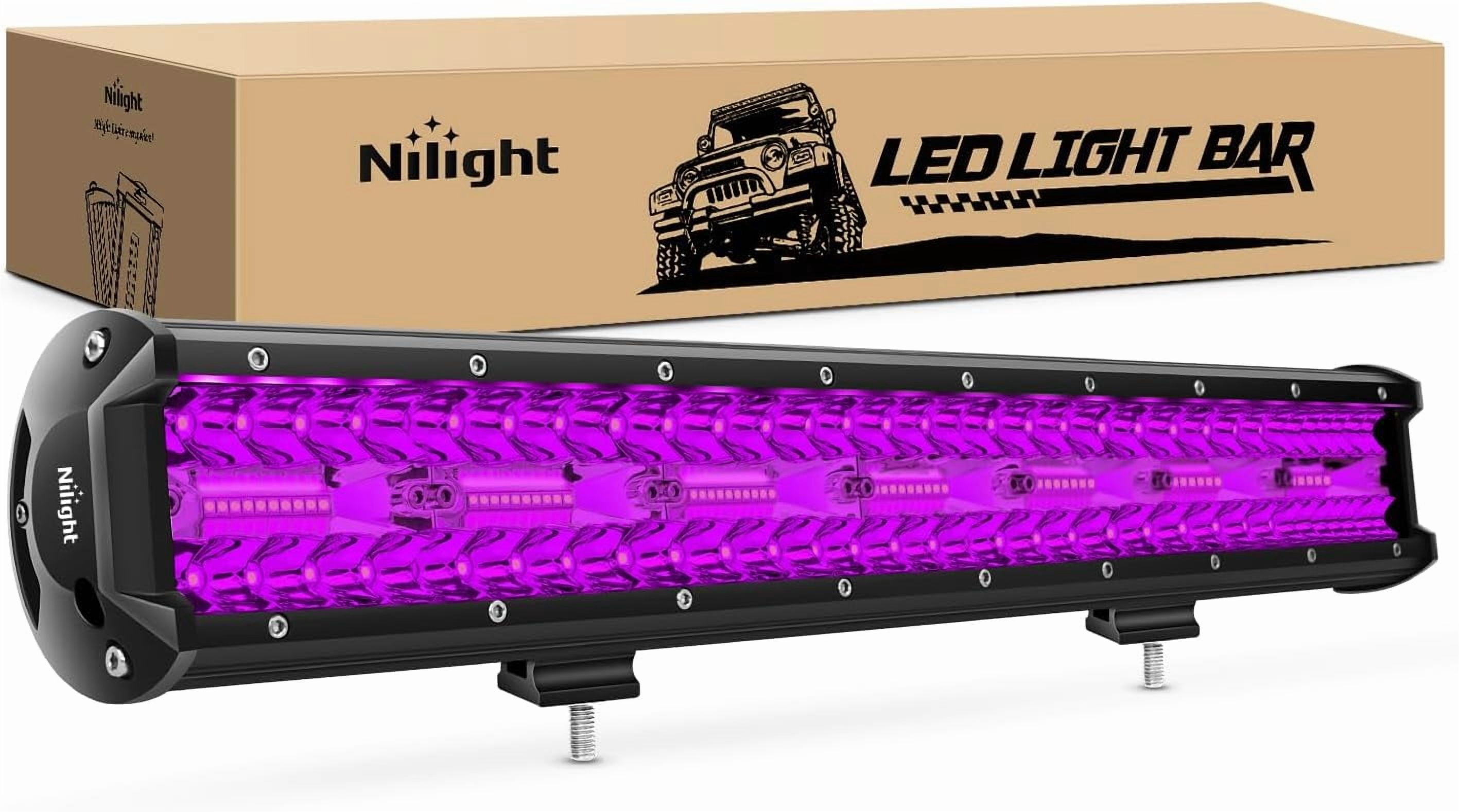 Nilight 20 Inch LED Light Bar Purple Triple Row 420W Flood Spot Combo Off Road Driving Decoration Neon Hunting Lighting for UTV Pick-up Van Boat Tractor