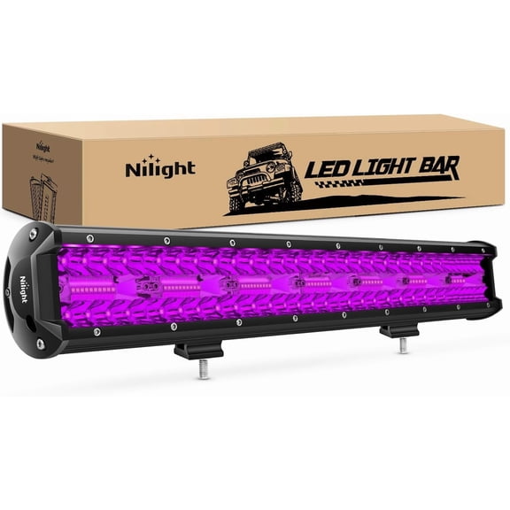 Nilight 20 Inch LED Light Bar Purple Triple Row 420W Flood Spot Combo Off Road Driving Decoration Neon Hunting Lighting for UTV Pick-up Van Boat Tractor