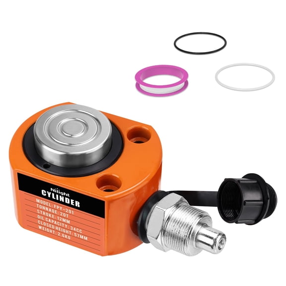Nilight 20 Ton Hydraulic Cylinder Jack Porta Power Ram, Heavy Duty Low Profile 0.47 Inch Stroke Automatically Retract Mini Jack Ram Single Acting Lifting Cylinders for Machinery Shipbuilding, Orange