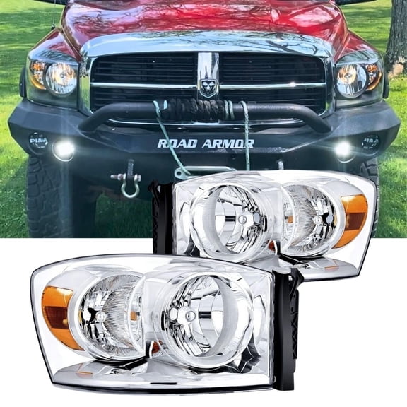 Nilight 2007 2008 2009 Dodge Ram Headlight Assembly 2 Pack Compatible with 2006-2008 Dodge Ram 1500 2006-2009 Dodge Ram 2500 3500 Headlamp Replacement Driver and Passenger Side