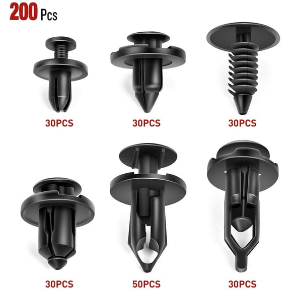 Nilight 200PCS Car Retainer Clips 6mm 7mm 8mm 9mm 10mm Expansion Screws Replacement Kit Bumper Push Rivet Clips for GM Ford Toyota Honda Chrysler Nissan