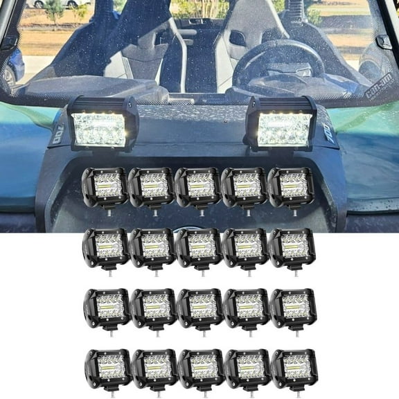 Nilight 20Pcs Led Pods 4inch 60W Triple Row Flood Spot Combo 6000LM Light Bar Driving Fog Lights Led Off Road Lighting for Trucks Pickup Jeep ATV UTV SUV Boat Light