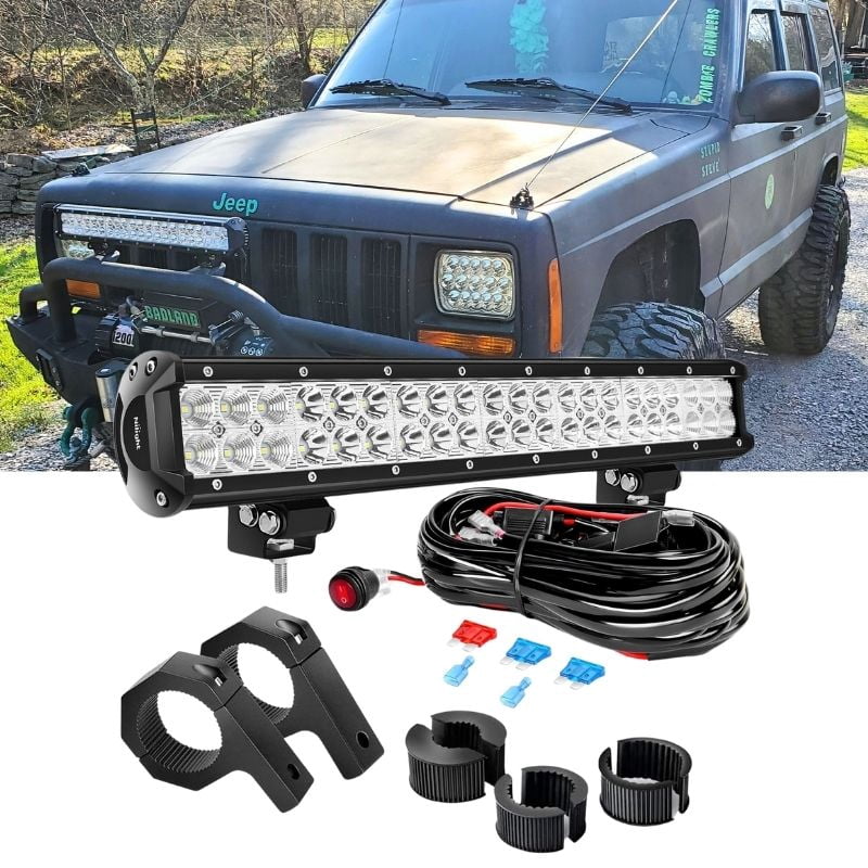 Nilight 126W LED Light Bar with Mounting Bracket & Wiring Harness for Off-Road Vehicles