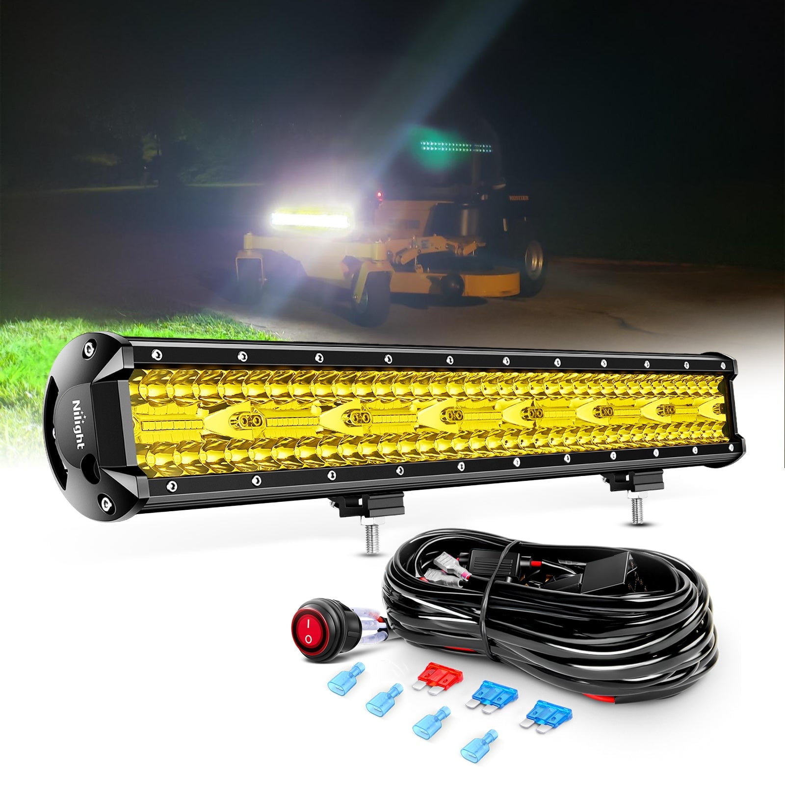 Nilight 20-Inch 420W Triple Row LED Light Bar – Flood Spot Combo – 42000LM