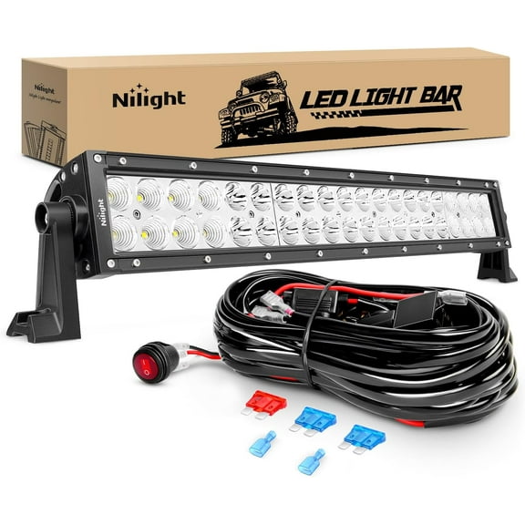 Nilight 22Inch 120W Spot Flood Combo Bar Led Off Road Lights with 16AWG Wiring Harness Kit