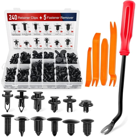 Nilight 240Pcs Bumper Retainer Clips, Car Plastic Rivets Fasteners Remover Push Retainer Kit -Door Trim Panel Clips for Toyota GM Ford Honda Acura Chrysler