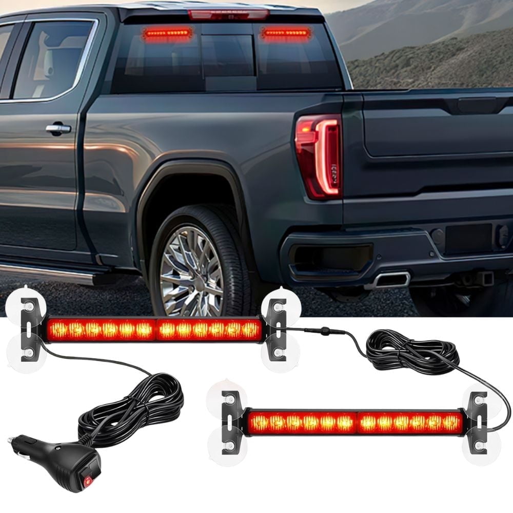 Nilight 24LED Emergency Strobe Traffic Advisor Light Bar 2 in 1 Red Dash Warning Safety Flashing Lights Front/Rear Windshield Construction Lights for Trucks Cars