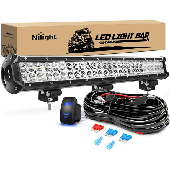 Nilight LED Light Bar 25" 162W Spot Flood Combo Off Road 12V 5Pin Rocker Switch Wiring Harness Kit
