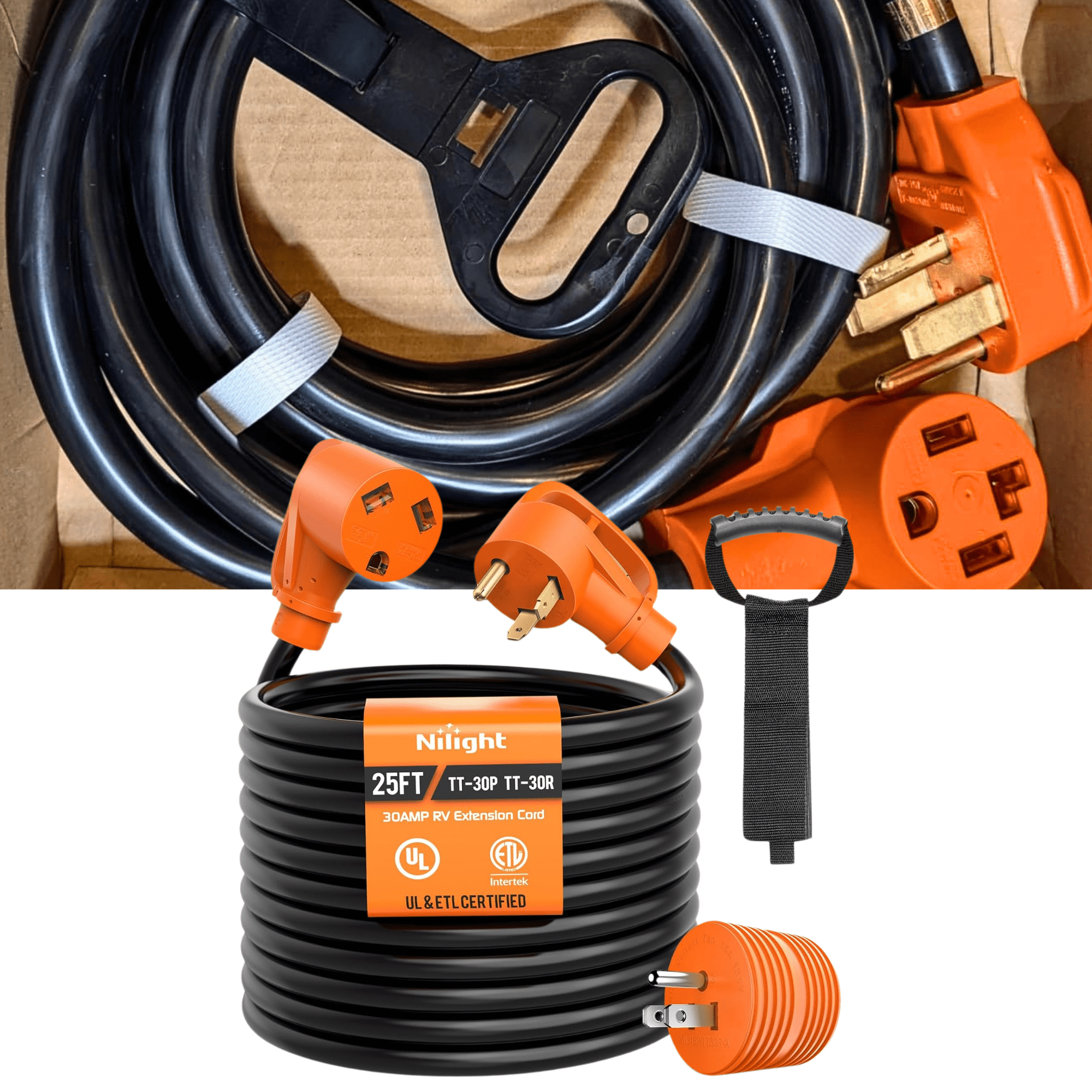 30 Amp 25 Feet RV Power Cord Twist Locking, Heavy Duty 10 Gauge 3 Wire ...
