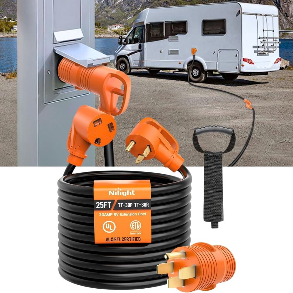 Nilight 25FT 30 Amp RV Extension Cable with 50Amp to 30Amp Adapter ...