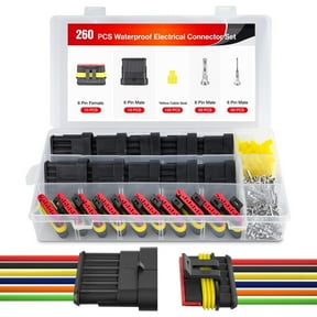 Nilight 260PCS 6 Pin Electrical Connector Plug Male Female Terminal Wire Connector Waterproof Connectors 6 Way Automotive Connect Set for Car Truck Motorcycle Marine Boat 10 Sets, 2 Years Warranty