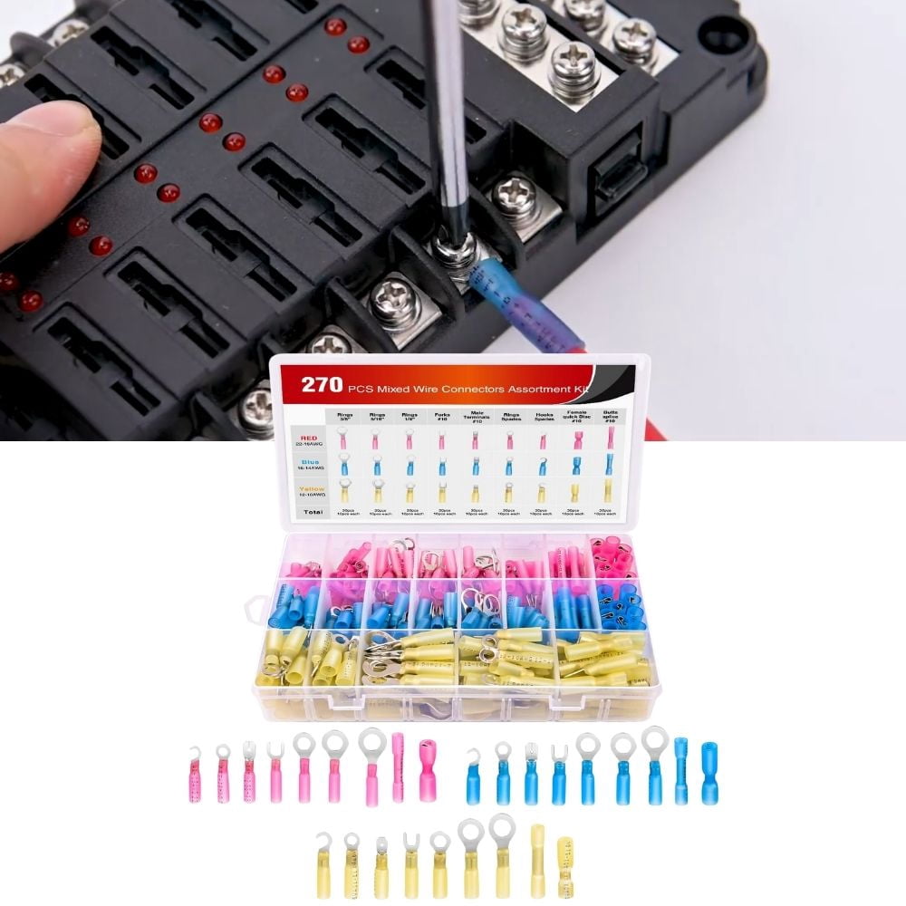 Nilight 270Pcs Heat Shrink Wire Connector Waterproof Marine Automotive Connector Assortment Rings Fork Hook Spade Butt Splices