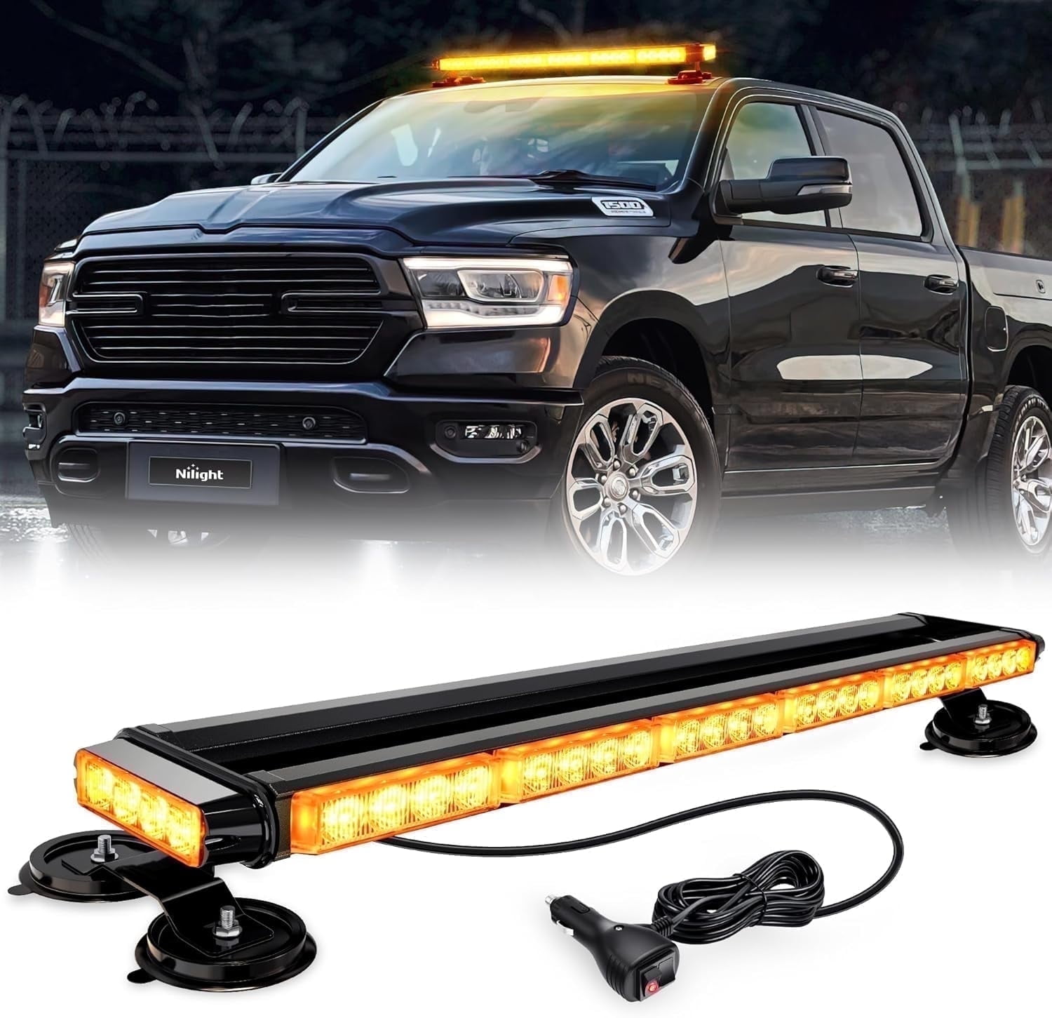Nilight 29.5" Roof Top Strobe Lights 56LED Light LED Flashing Bar Magnetic Mount for 12V 24V Cars Trucks Tractors Snow Plows