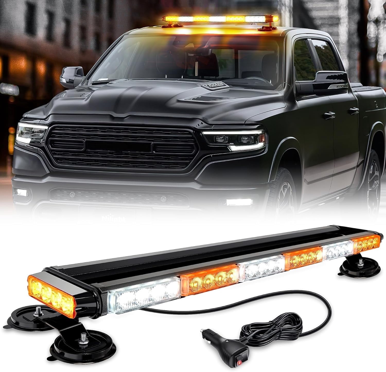 Nilight 29.5" Roof Top Strobe Lights 56Led Hazard Light Safety Warning Led Flashing Light Bar Magnetic Mount 12V 24V Cars Trucks Tractors