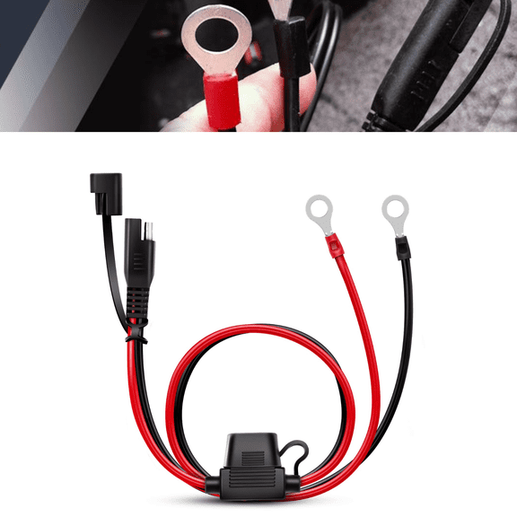 Nilight 2FT SAE to Ring Terminal Battery Harness, 16AWG Quick Disconnect Extension Cable with 10A Fuse for Motorcycle, Car and Powersports