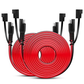 Nilight 2PCS 12FT SAE to SAE Extension Cable 16AWG 2 Pin Wire Cord Harness with 12V-24V DC Quick Connect Disconnect Connector with Dust Cap