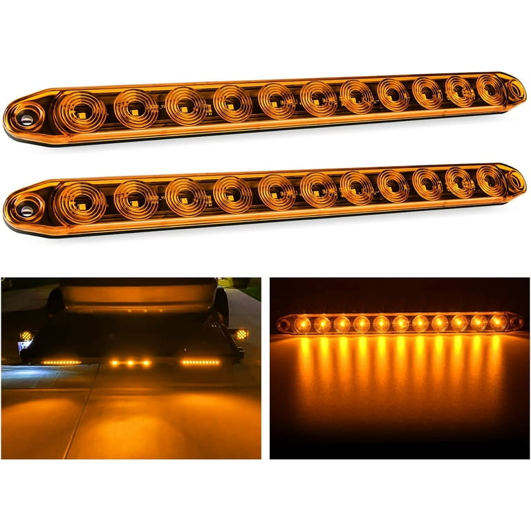 Nilight 2PCS 16Inch 11 LED Amber Trailer Marker ID Bar Stop Brake