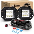 thumbnail image 1 of Nilight 2PCS 18W Flood Flush Mount LED Work Light Fog Lights Off Road Lights Driving Lights With Off Road Wiring Harness, 2 Years Warranty, 1 of 9