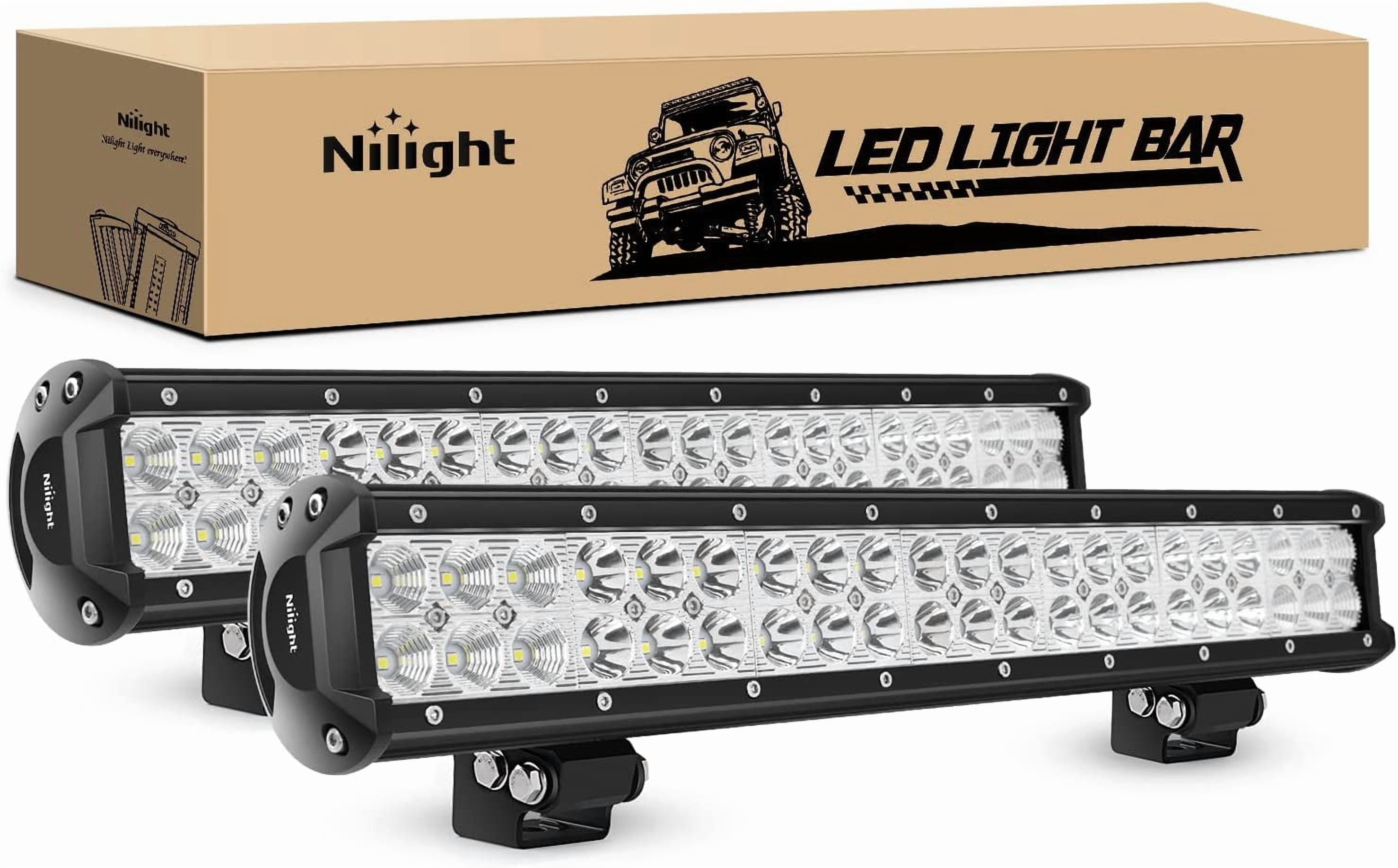 Nilight - NI06A-126W Light Bar 2PCS 20 Inch 126W LED Lights Spot Flood Combo Led Off Road Driving Lights Led Fog Lights Jeep Lights Boat Lighting LED Work Light