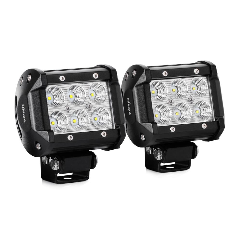 Nilight Led Pods 2Pcs 18W 1260LM Flood Off Road Lights Super Bright Driving Work Fog Lamps for Trucks Pickup Golf Cart SUV ATV UTV 4x4 Van Camper Boat