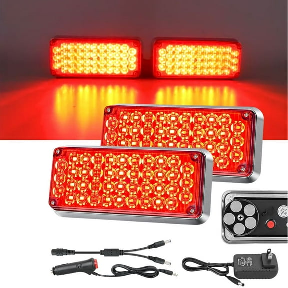 Nilight 2PCS 42LED Red Wireless Magnetic Strobe Lights Portable Warning Hazard Light Surface Mount Waterproof 5 Patterns for 12V 24V Cars Trucks Van Off Road Vehicles ATV