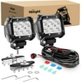 thumbnail image 1 of Nilight 2PCS 4Inch 18W Flood LED Pods Universal Adjustable Pillar Hood Off Road Led Work Light with Mount Bracket Wiring Harness-2 Leads, 1 of 8