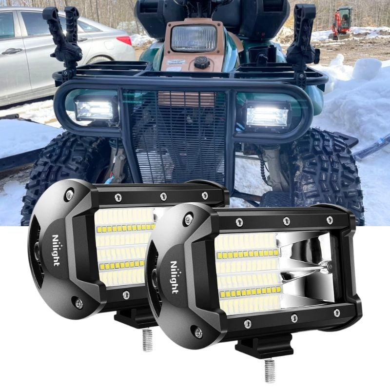 Nilight 2PCS 5inch 72W Double Row Flood Bar 10800Lumens Driving Fog Led off Road Lights for Trucks Jeep ATV UTV SUV Boat Marine