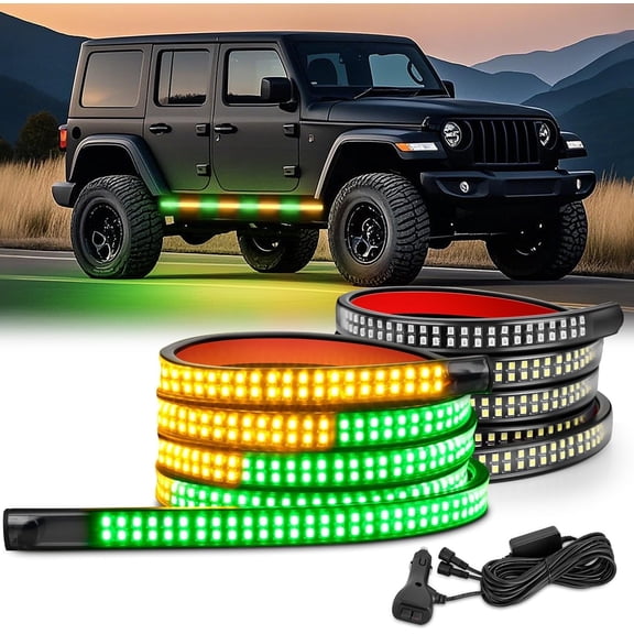 Nilight 2-Pack 70-Inch Flexible LED Light Strips, Amber, Waterproof, Adhesive Mount, 12V for Truck Pickup